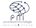Logotipo de Psiconeuroinmunología (PNI), con un diseño abstracto que representa una red neuronal o cerebral.